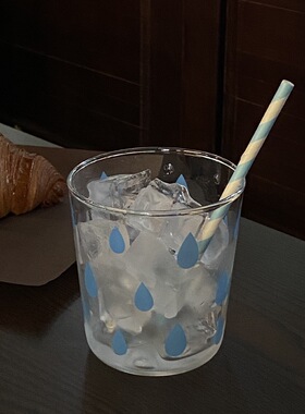 小众自制蓝色波点玻璃杯ins高级感白色波点水杯牛奶杯简约咖啡杯