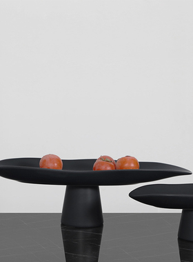 密度家居现代新中式黑色创意果盘桌面茶几收纳装饰托盘摆件花器