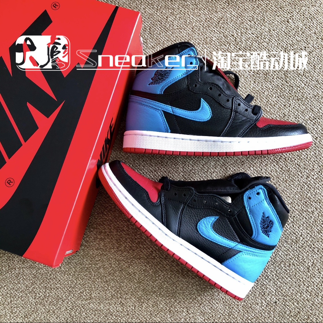 Nike Air Jordan1 AJ1乔1反转警灯红蓝拼接黑红脚趾 CD0461-046