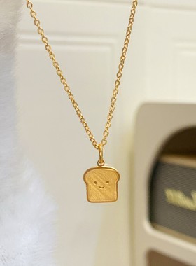 DIKAS 新中式国潮风微笑吐司面包项链女吊坠面包项链