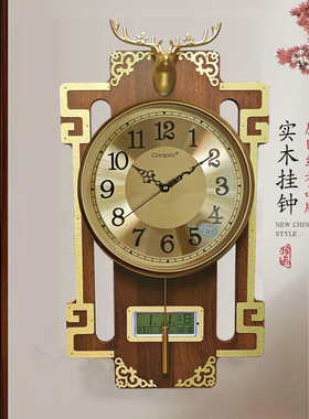 金属玻璃客厅木挂钟整点报时