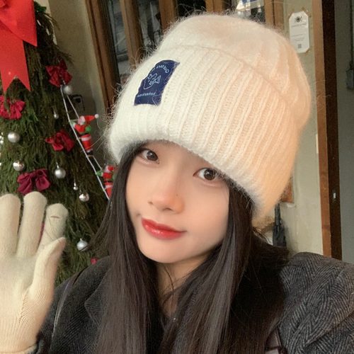 软糯兔毛~陈奶奶高品质兔毛混纺针织毛线帽保暖加厚防寒秋冬冷帽 - 图1