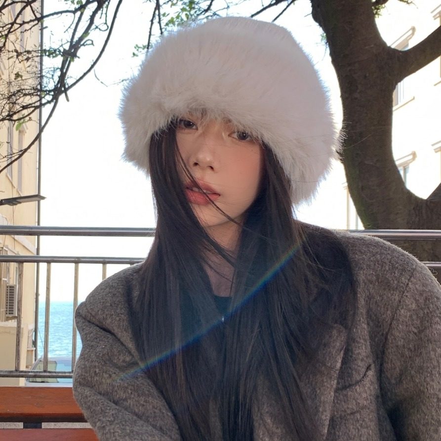 陈奶奶/雪国情书~白色高级感仿貂毛皮草渔夫帽显脸小保暖护耳盆帽,淘宝优惠券,粉丝福利购,淘宝优惠卷