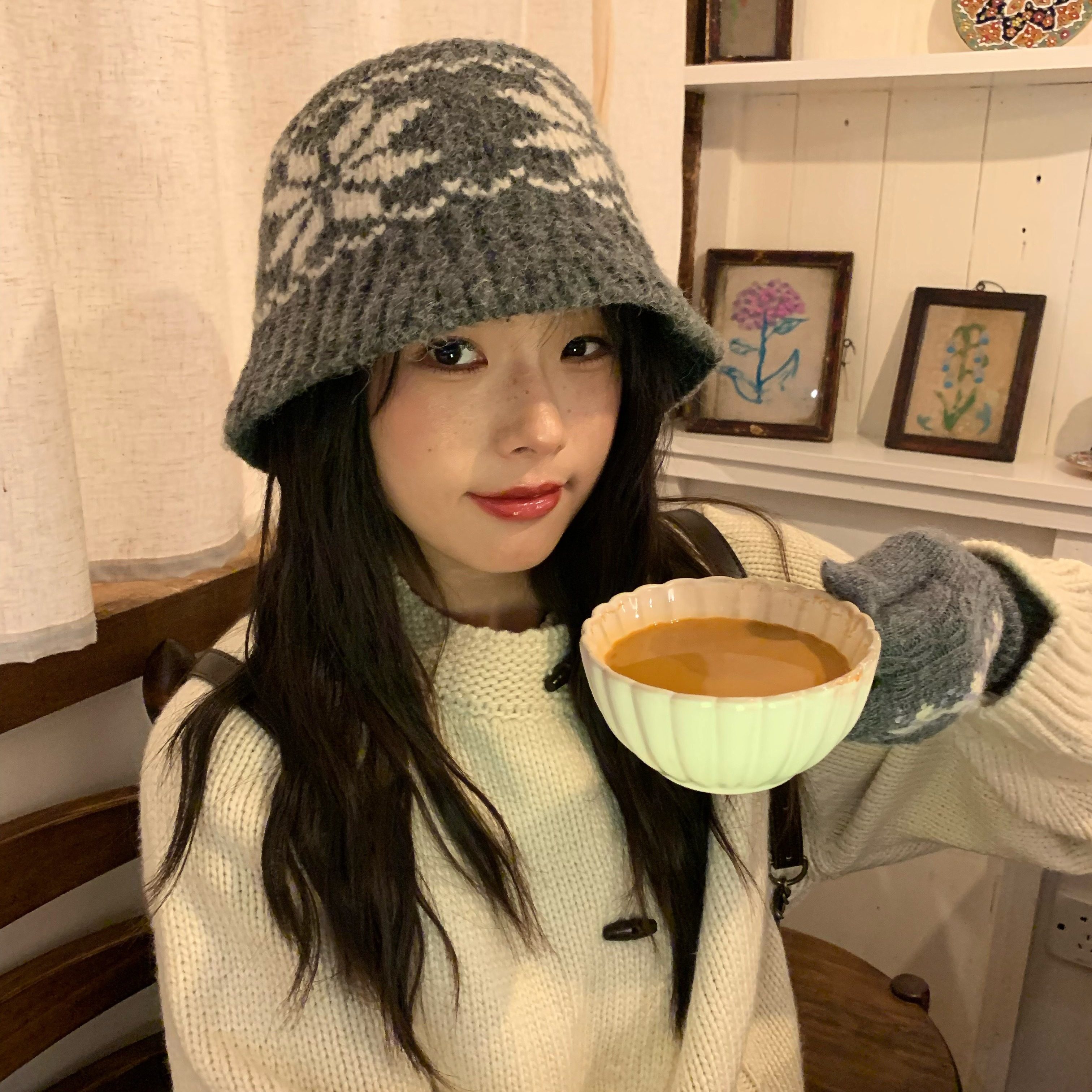 陈奶奶复古费尔岛风羊毛混纺针织渔夫帽子女秋冬保暖显脸小毛线帽,淘宝优惠券,粉丝福利购,淘宝优惠卷