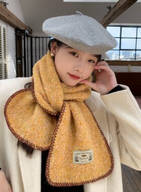 复古松弛感秋冬锁边软糯针织围巾