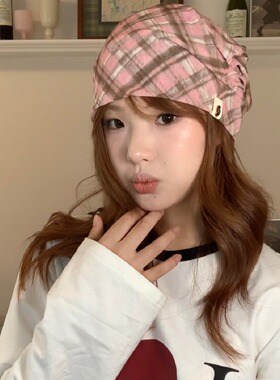 陈奶奶柔雾感网纱褶皱堆堆帽女