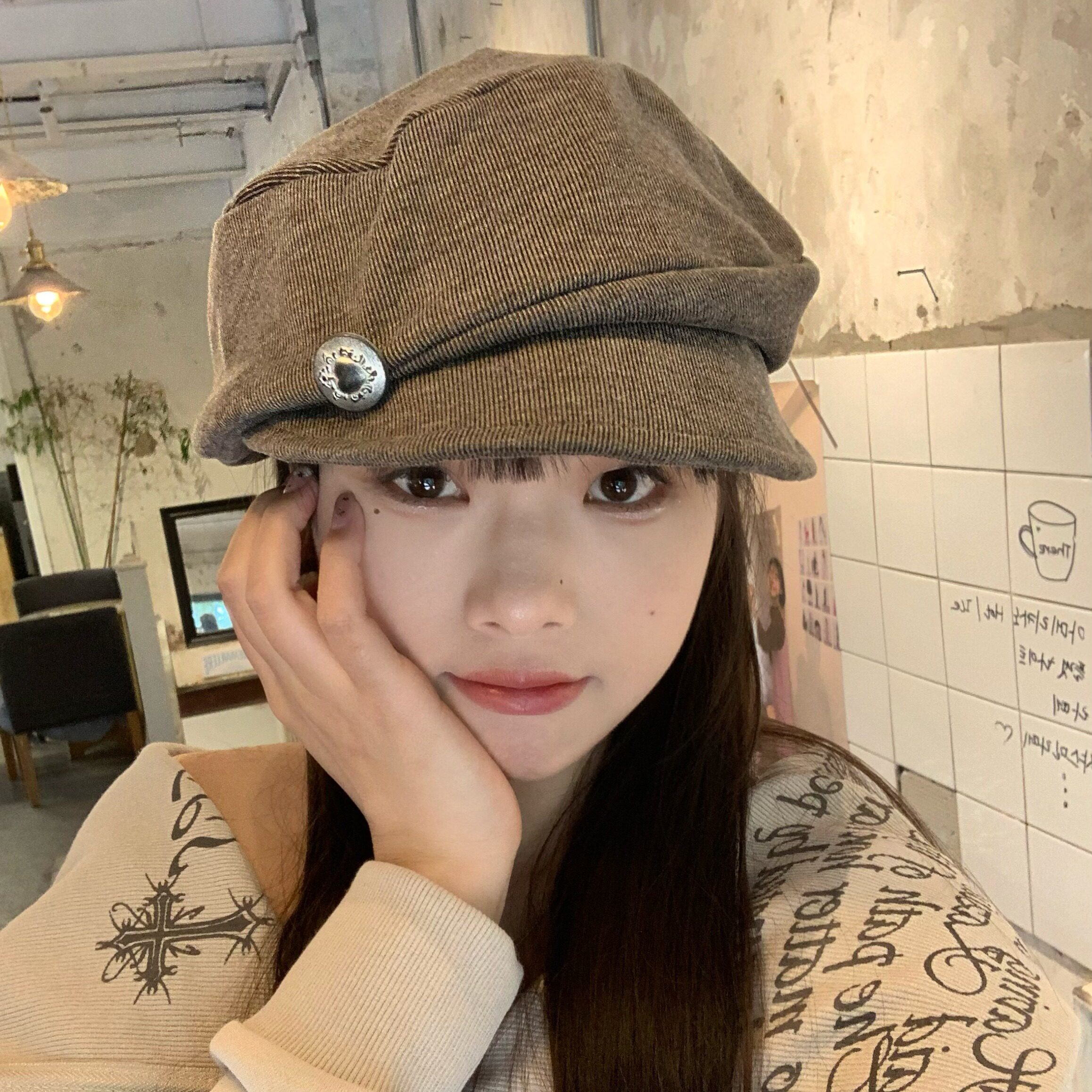 早秋清冷感~陈奶奶复古日系褶皱报童帽时尚百搭显脸小贝雷帽子女