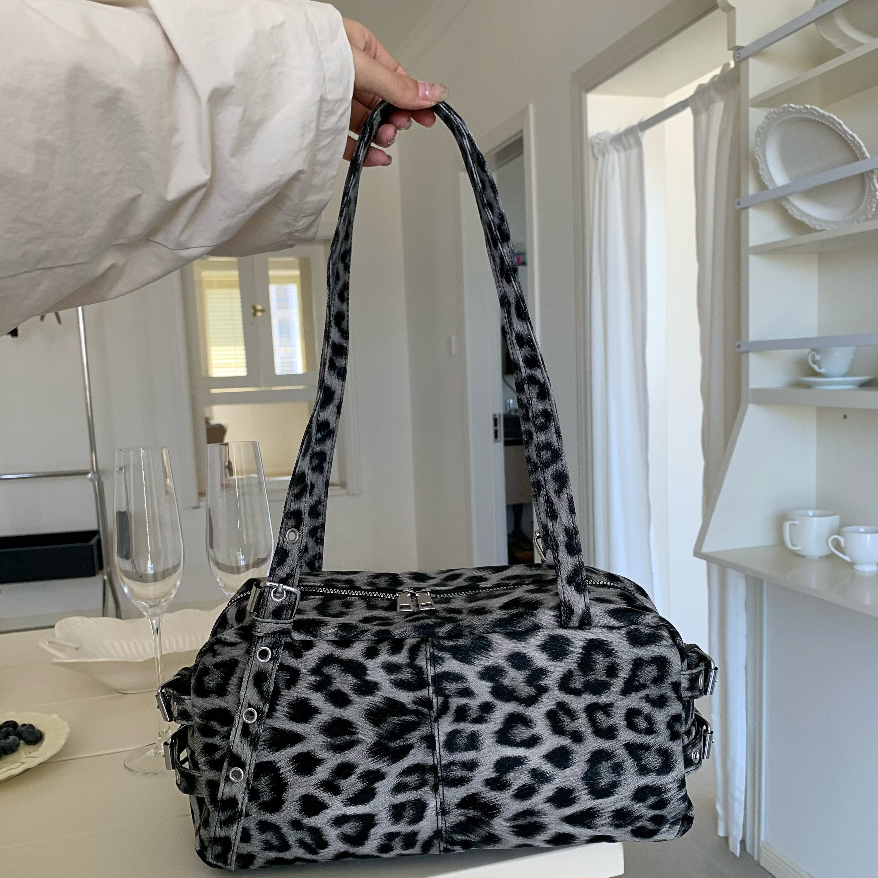 陈奶奶复古腔调豹纹腋下包女小众设计单肩包时尚百搭辣妹手提包潮,淘宝优惠券,粉丝福利购,淘宝优惠卷