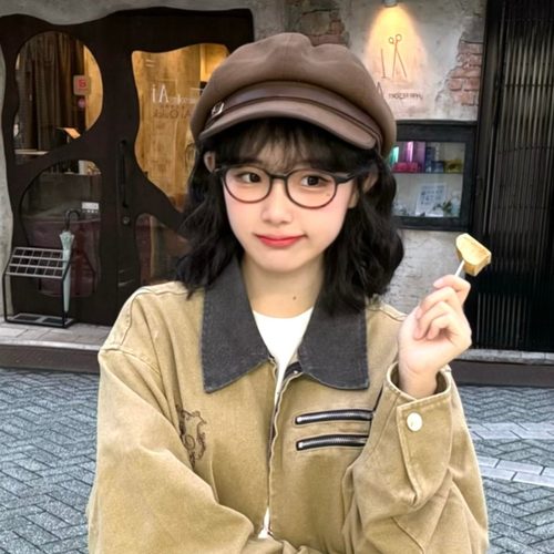 陈奶奶日系复古文艺报童帽女时尚百搭显脸小八角帽贝雷帽画家帽子 - 图1