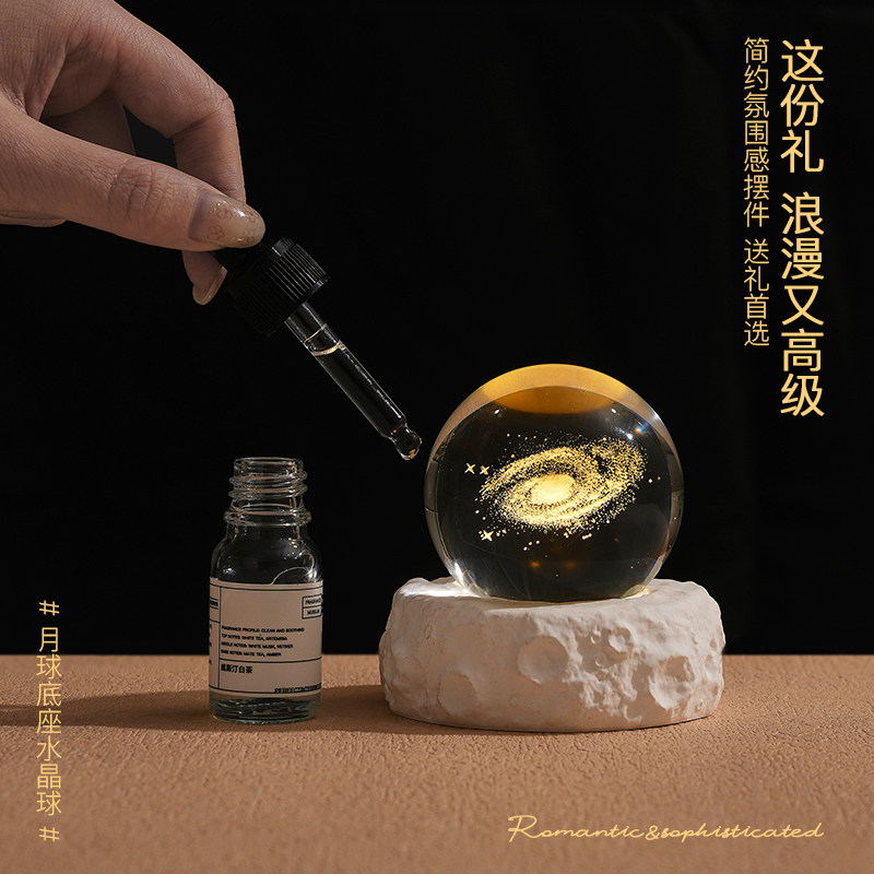 LUCKLA创意水晶球台灯月亮底座心形装饰灯桌面摆件生日礼物伴手礼,淘宝优惠券,粉丝福利购,淘宝优惠卷