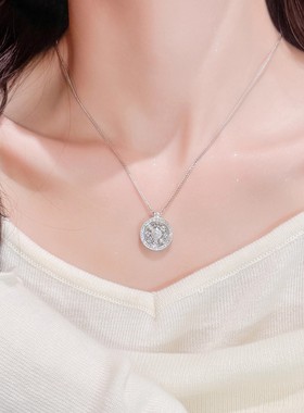 可旋转八宝罗盘项链男女情侣款纯银轻奢小众新款情人节礼物送女友