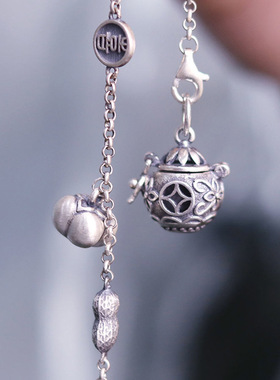 复古仿925银镂空香囊球手链女