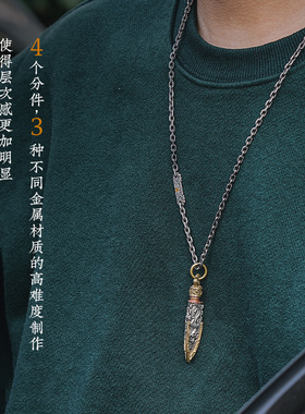 创意战国箭簇原创设计箭头吊坠个性款纯银吊坠项链送男生礼物