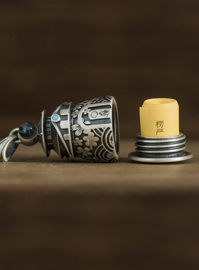 佛塔嘎乌盒吊坠S925银项链胎毛心经吊坠空心可打开复古男女士款