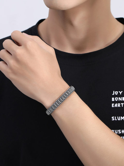 Handmade 925 Intime Silver Dragon Scale Passepartout Bracelet
