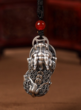 999纯银招财貔貅吊坠项链钥匙扣