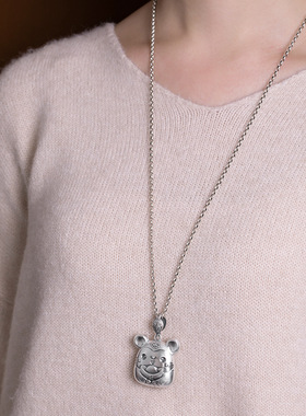 本命年生肖老鼠实心银吊坠