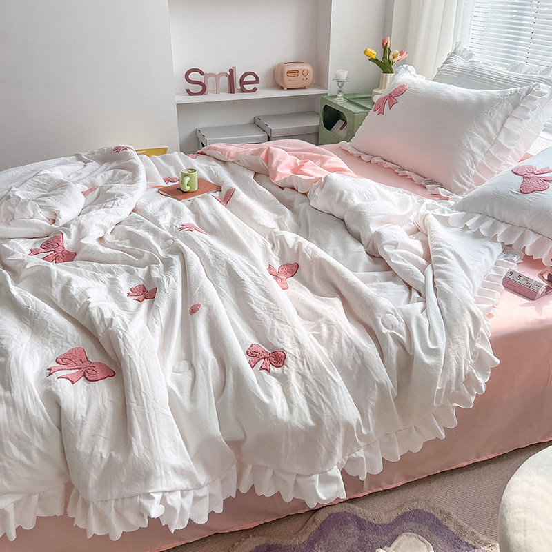 夏季四件套可机洗水洗单人夏被 莱美秋化纤被