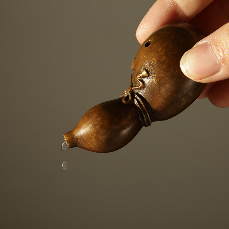 大山皮纸古铜葫芦砚滴文房四宝毛笔书法国画镇纸摆件复古青铜简约铜墨滴砚台磨墨研磨加水用高档收藏赠礼,淘宝优惠券,粉丝福利购,淘宝优惠卷