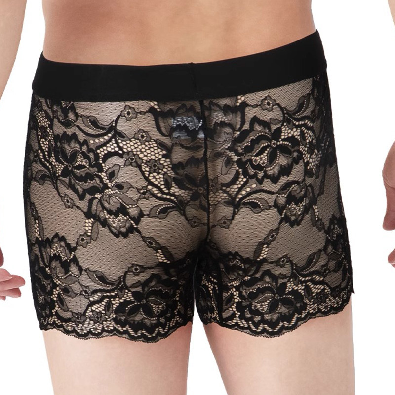 诗萝涵朵SHIROHATO男士内裤日系蕾丝花边平角裤本命年红色四角裤 - 图1