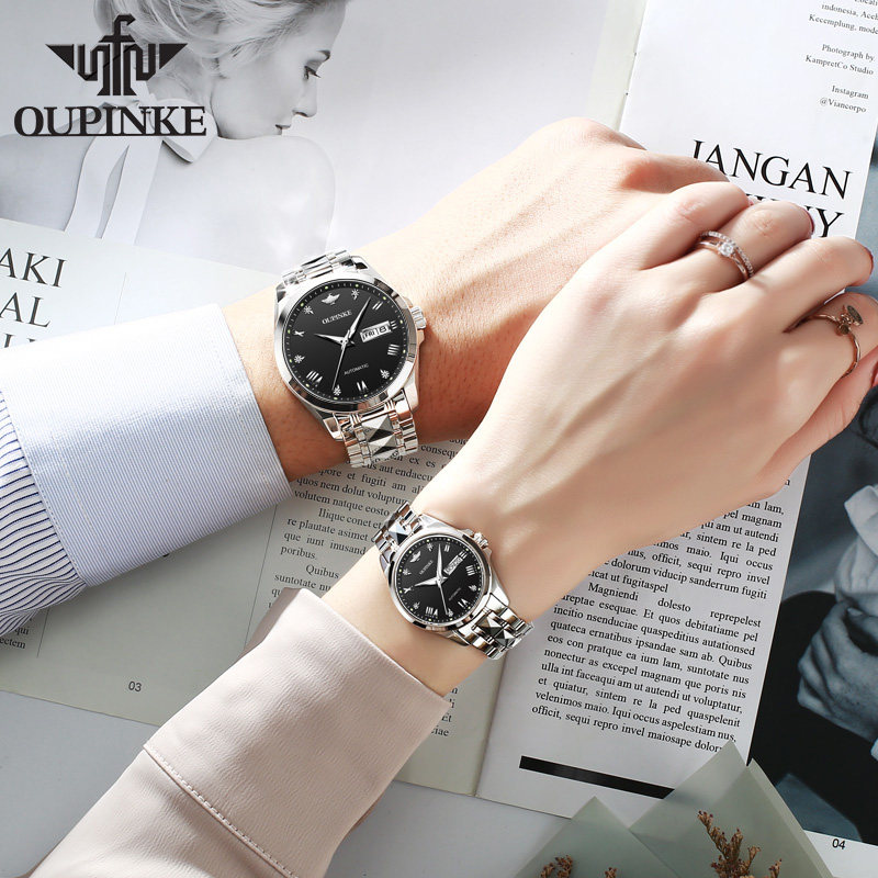 瑞士正品情侣一对时尚款1314机械表 aesop伊索翠清国产腕表