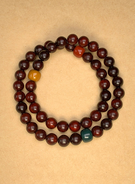 双圈小叶紫檀手串8mm檀木老料高密正宗紫檀佛珠原创中式手链男女