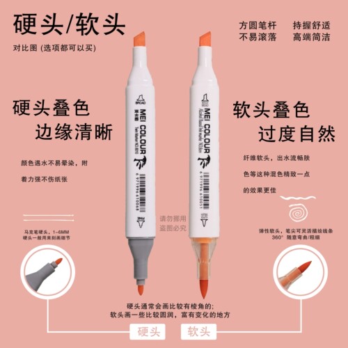 美卡勒马克笔36色肤色套装  肤色套装油性软头硬头学生专业套装 - 图1