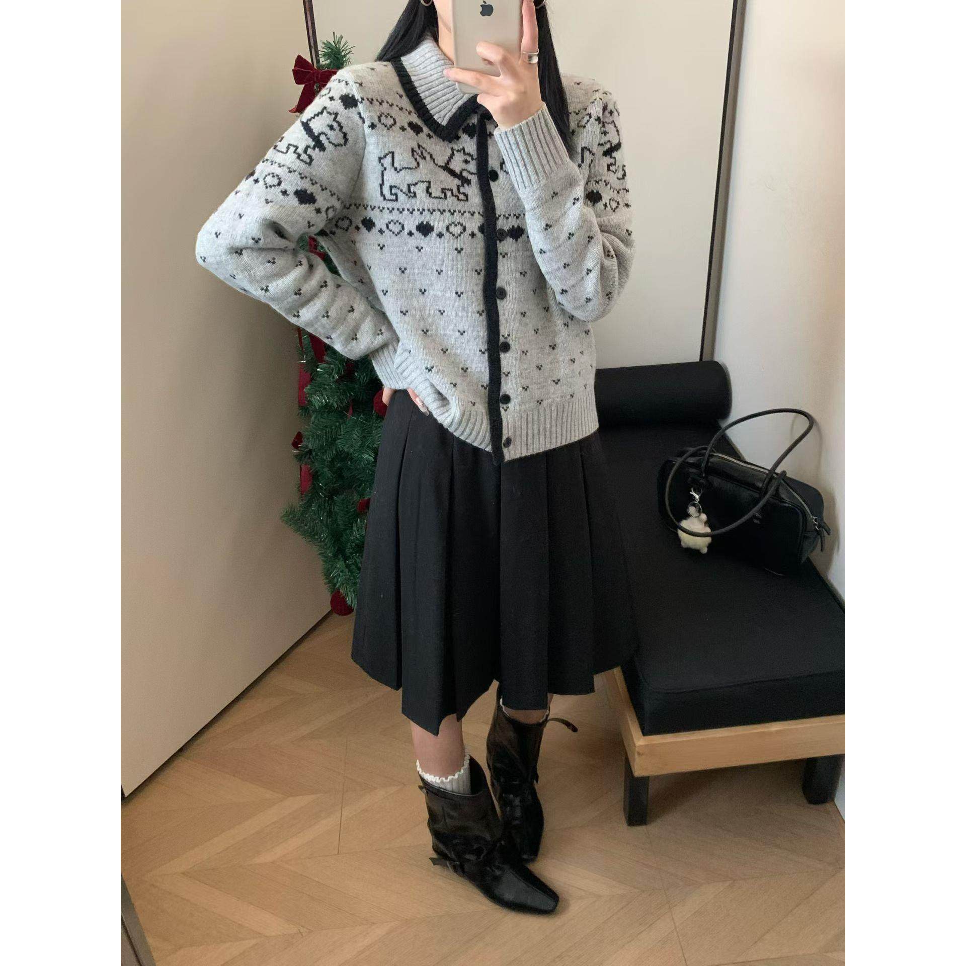 定制100羊毛衫2025春新款时尚百搭翻领长袖针织衫女宽松显瘦上衣,淘宝优惠券,粉丝福利购,淘宝优惠卷