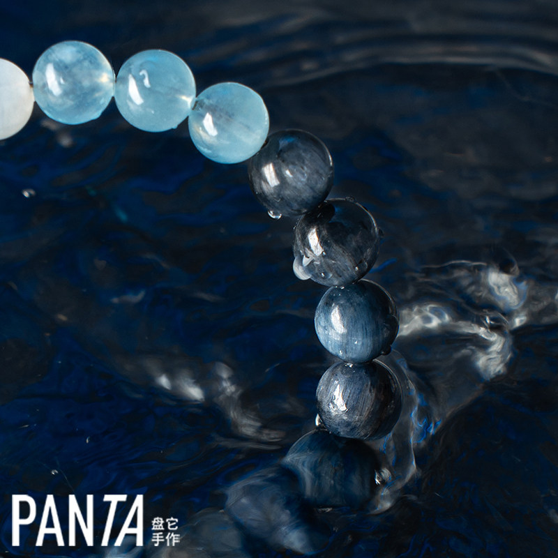 PANTA手作「苏美尔蓝」蓝晶石海蓝宝白月光水晶手串原创水洞察力,淘宝优惠券,粉丝福利购,淘宝优惠卷