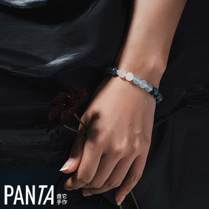 PANTA手作「苏美尔蓝」蓝晶石海蓝宝白月光水晶手串原创水洞察力,淘宝优惠券,粉丝福利购,淘宝优惠卷