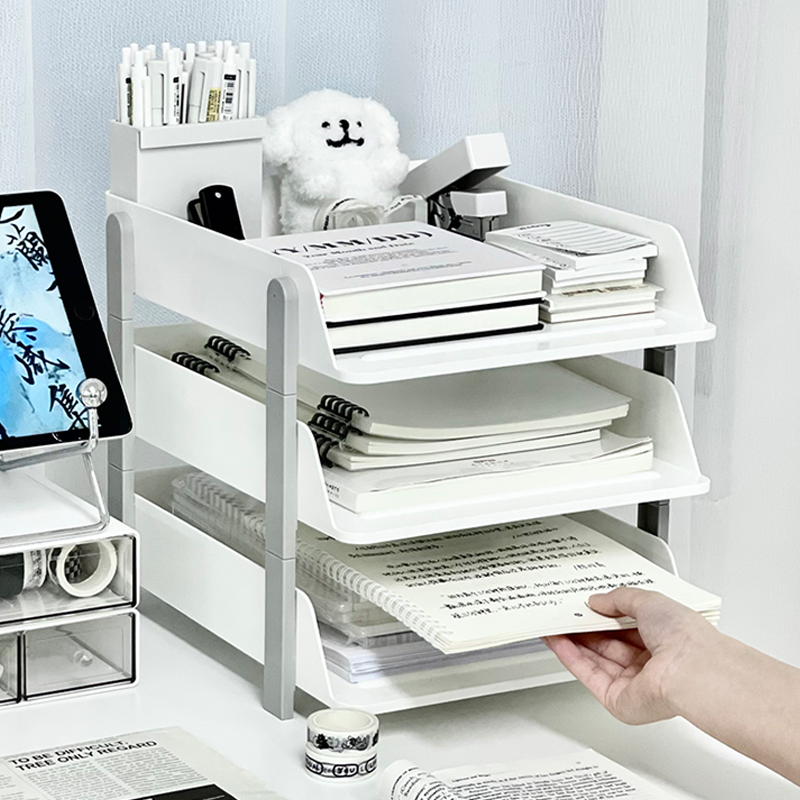 桌面多层文件架办公室工位学生宿舍资料试卷A4纸收纳架桌上收纳盒,淘宝优惠券,粉丝福利购,淘宝优惠卷
