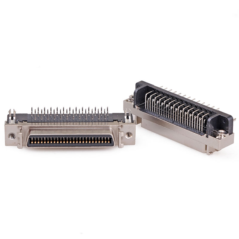 SCSI 50P焊板弯角90度母座 50芯插头接头插座直插180度 50/26/20P - 图2