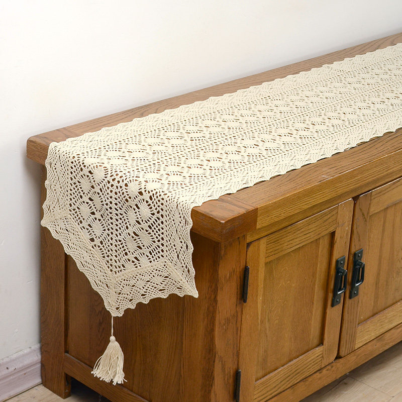 田园棉线镂空仿钩针桌旗美式复古餐桌桌布茶几垫电视柜五斗柜盖布,淘宝优惠券,粉丝福利购,淘宝优惠卷
