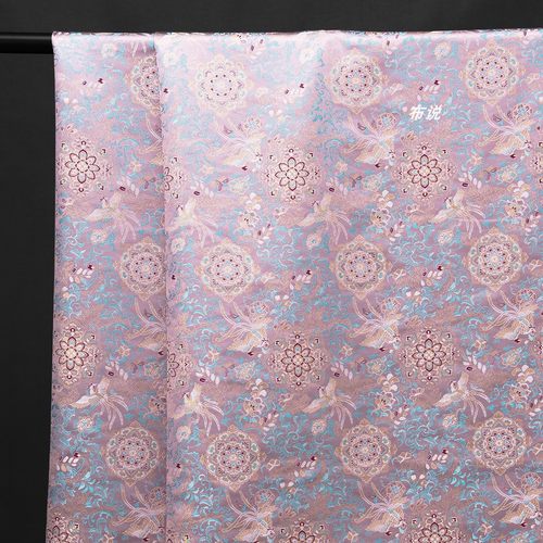 凤仪花颂织锦缎提花面料 粉色 甜美外套马甲连衣裙丝滑有光泽布料 - 图2
