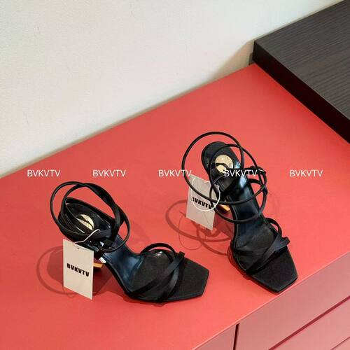 MiMi  时髦单品!03/27新品26s交叉绑带方头露趾高跟凉鞋 女鞋 - 图0