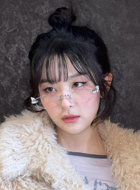 姜涩琪同款gm珠宝眼镜2025新款个性显脸小无框氛围感凹造型太阳镜