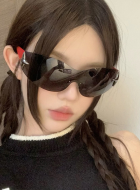 Y2K个性无框墨镜凹造型街拍网红同款复古防紫外线千禧风太阳镜潮