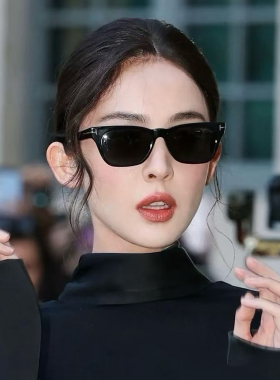古力娜扎同款简约方框墨镜女潮显脸小黑色夏季开车遮阳防晒太阳镜