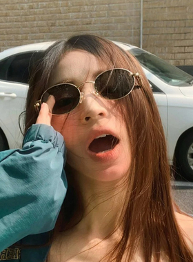 复古椭圆形金属时髦墨镜女显脸小潮摩登港风高级感街拍防晒太阳镜