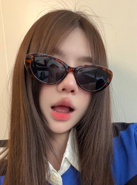 复古玳瑁色椭圆墨镜女欧美显瘦高级感夏日时尚防紫外线防晒太阳镜