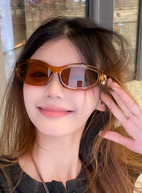 欧美复古茶色护目墨镜女高级感显脸小ins风街拍防紫外线太阳镜潮