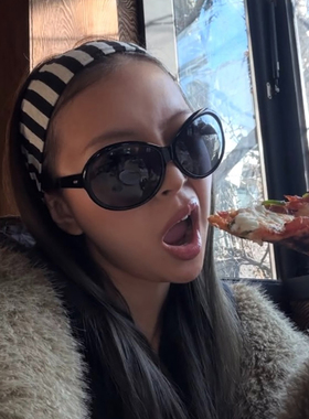 复古欧美辣妹风椭圆大框墨镜女时尚大脸显瘦防晒高级感中古太阳镜