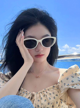 黑白猫眼墨镜内侧小众韩版太阳镜