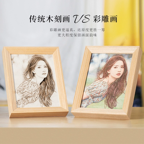 Цветная резьба по дереву портрет на заказ DIY резьба нарисованная фото деревянная версия рисовать творческие подарки на день рождения, чтобы дать мужчинам подруги