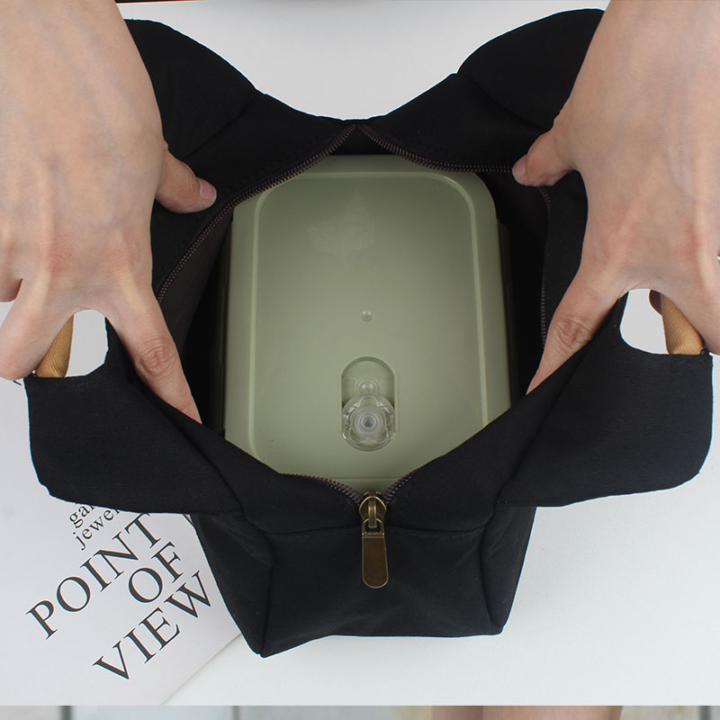 上班族简约时尚饭盒袋帆布手提包学生便当包上班带饭外出手拎袋子 - 图1