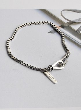 复古做旧纯银细链条ins手环