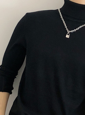 暗黑钛钢锁头潮牌小众设计项链