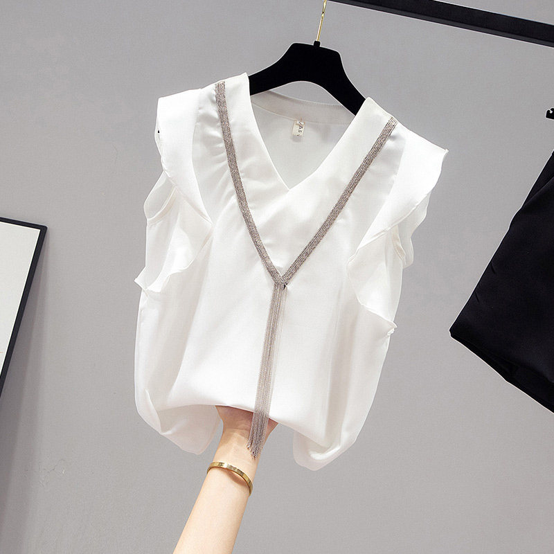 气质雪纺短袖女装夏装2020年衬衫 saronala莎欧娜拉蕾丝衫/雪纺衫