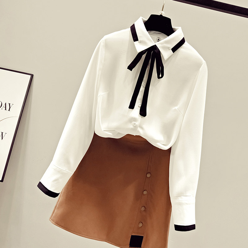 设计感小众女士职业雪纺白衬衣秋装 saronala莎欧娜拉衬衫