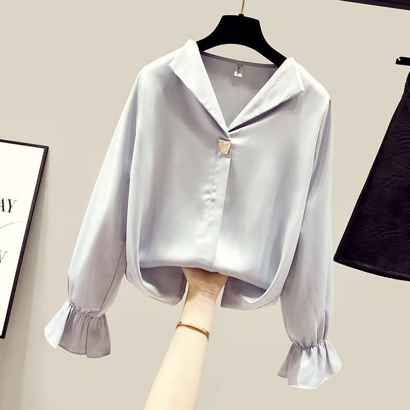 2020年新款秋装雪纺白衬衣打底衫 saronala莎欧娜拉蕾丝衫/雪纺衫